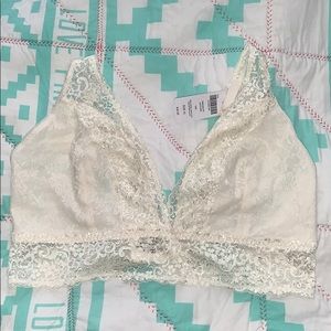 Soma Bralette Lace Plunge XL Ivory NWOT